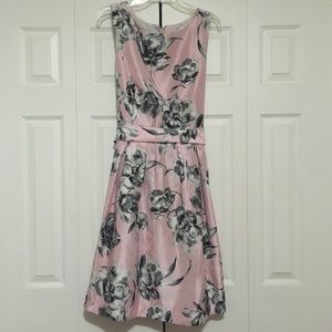 Size 18 pink, grey, and black floral fit and flare
